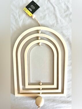 Modern Wooden Arch Hanging Suncatcher Mobile Wall Decor Frosted Acrylic 15”